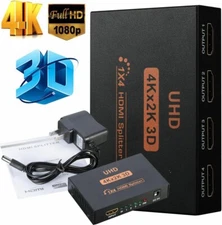 HDMI Splitter 1 In 4 Out 4K UHD HD 1080P 4-Port Repeater Splitter Amplifier 1x4