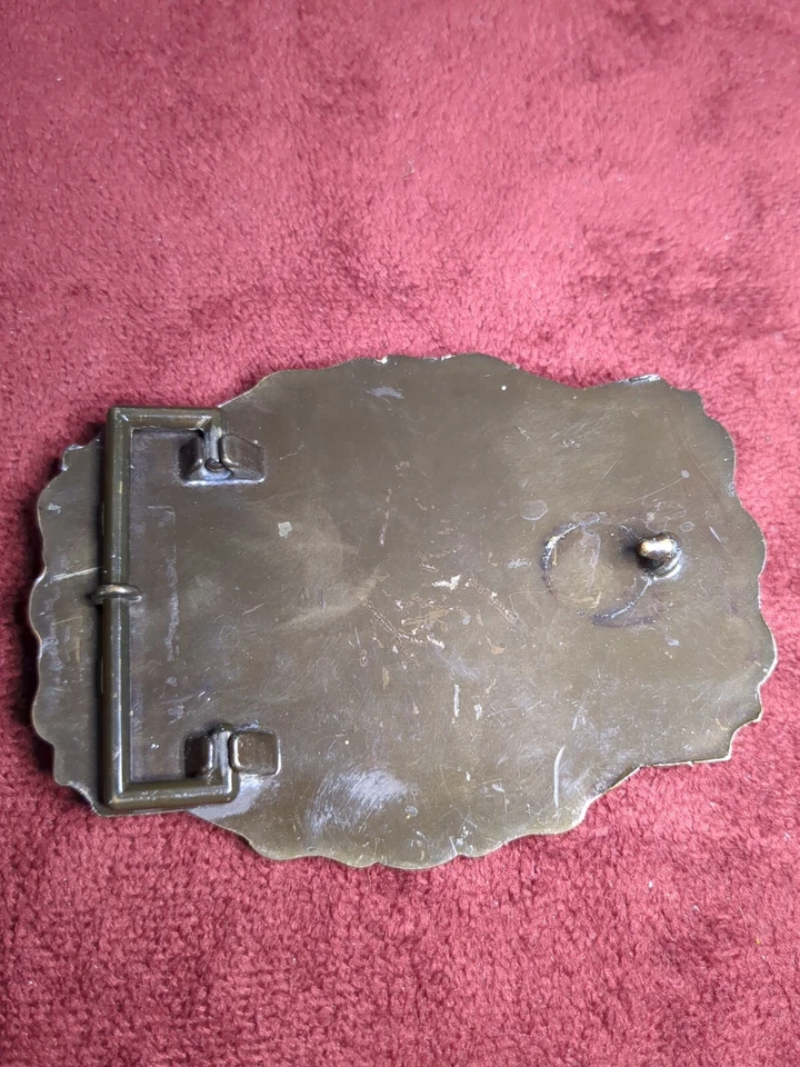 Hebilla de cinturón de metal vintage, latón, Longhorn, ganado, vaquero, rodeo, propiedad familiar Foto 4 de 4