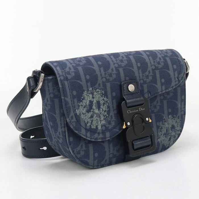 Dior Mini Sac Messenger Selle Sac Bandoulière Jacquard Marine Homme
