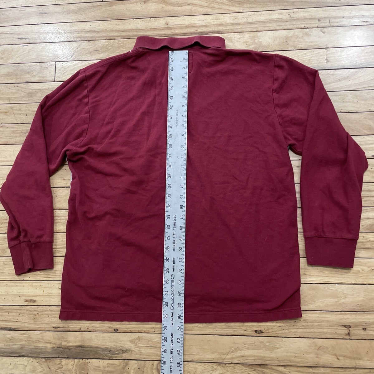 90s red × navy border rugger shirt Rugby 90s Red Navy – NL Vintage
