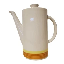 Style House Mod Ironstone Coffee Tea Pot MCM Pattern Orange Yellow 50s 60s 70s
