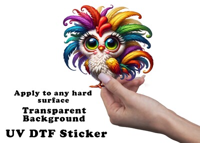 Colorful Chicken UV DTF Transparent Sticker / Decal