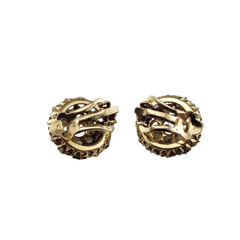 14 Karat Yellow Gold and Rose Cut Diamond Clip-On Earrings #20108 - Image 4 of 4