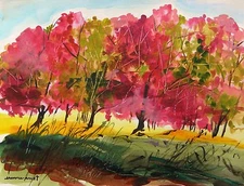 JMW Landscape Original WATERCOLOR Painting art John Williams Expressionism