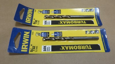 Irwin Cobalt 9/32'' Drill Bit 10 x Faster Starts Turbomax Tip 73318 Lot of 2