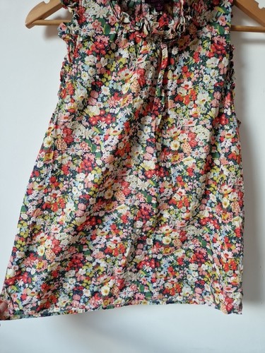 J Crew Liberty Blumenmuster Rüsche Rand Detail Baumwolle Bluse Top Größe 6 8 - Bild 5 von 7