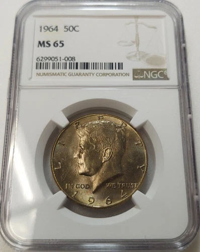 *TONED* 1964 KENNEDY 50C HALF DOLLAR NGC MS65 #6299051-008