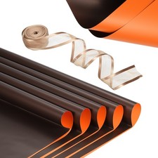 20 Sheets Flower Wrapping Paper with Ribbon 22.8" x 22.8" Orange/Brown