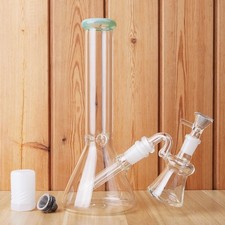 10" Glass Beaker Bong Ash Catcher Water Smoking Tobacco Pipe 14MM Bowl 10 Screen