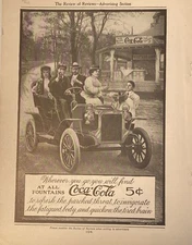 1905 Coca Cola B/W Ad-  Out For A Ride Enjoying A Coke- Extra Rare
