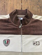 Fila Italia Velour Tan Beige Brown U23005 260 Sweat Track Jacket Hong Kong SzXXL