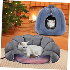 Heated Cat Bed, Versatile Heated Cat Bed Indoor, Soft  Cozy for Medium Dark