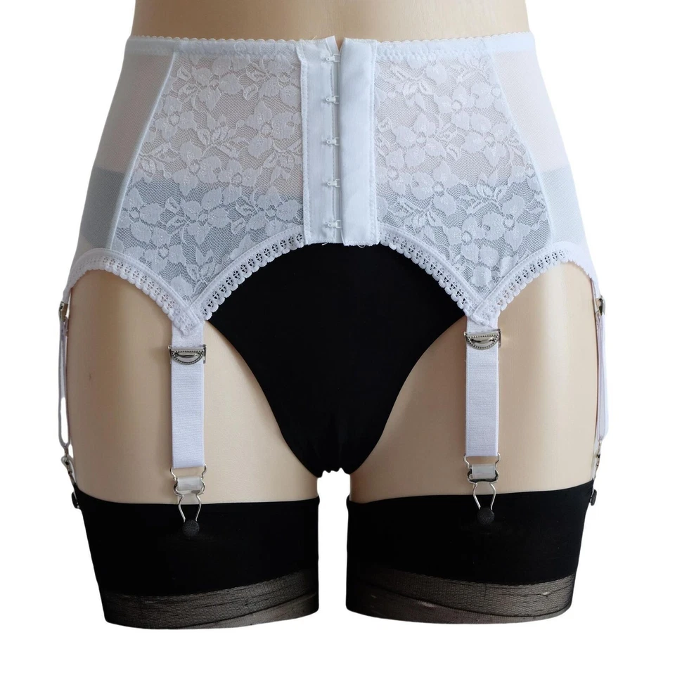 Damen Strapsgürtel Strumpfhalter Sheer Mesh Dessous Retro Girdle mit 6 Strapse - Bild 3 von 4