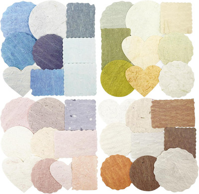 Embossed Textured Collage Paper Set, 80 Sheets Assorted Shapes - Vintage Scrapbo