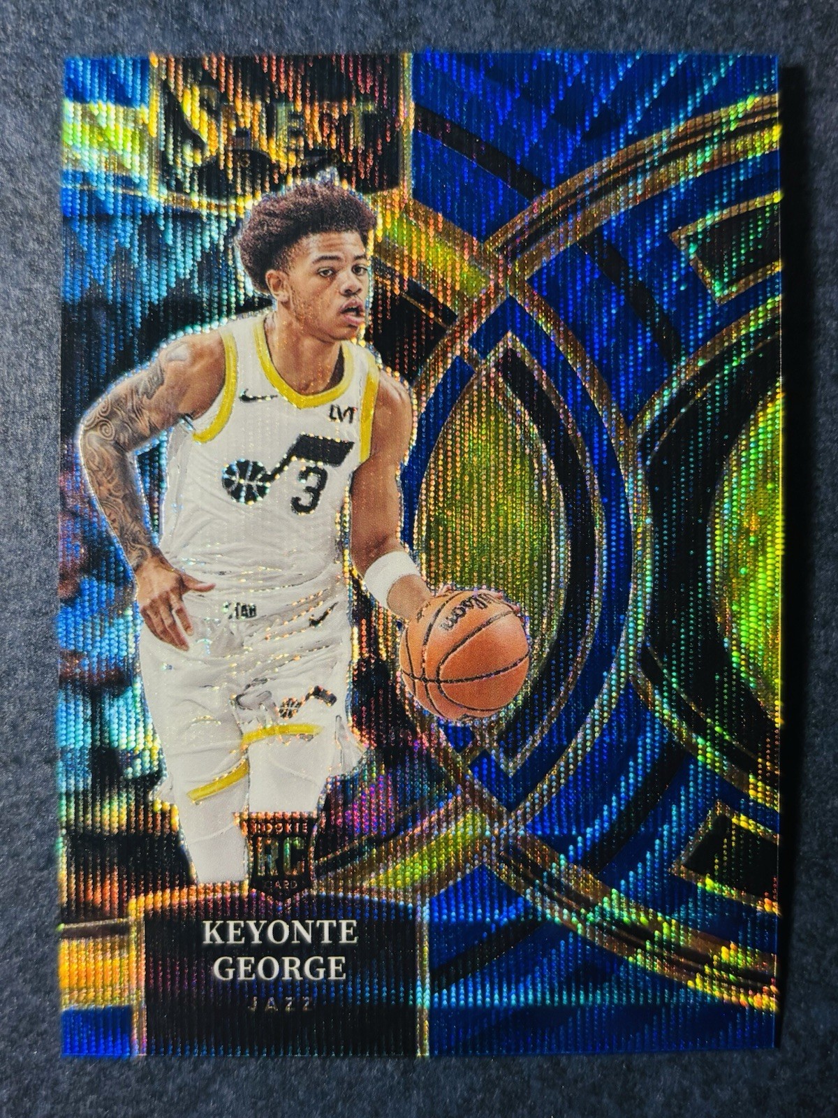 2023-24 Panini Select Premier Level Keyonte George #109 Blue Wave Prizm /75 (RC)