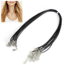 10Pcs Necklace Cord String Waxed Neckalce Bulk Rope Black 