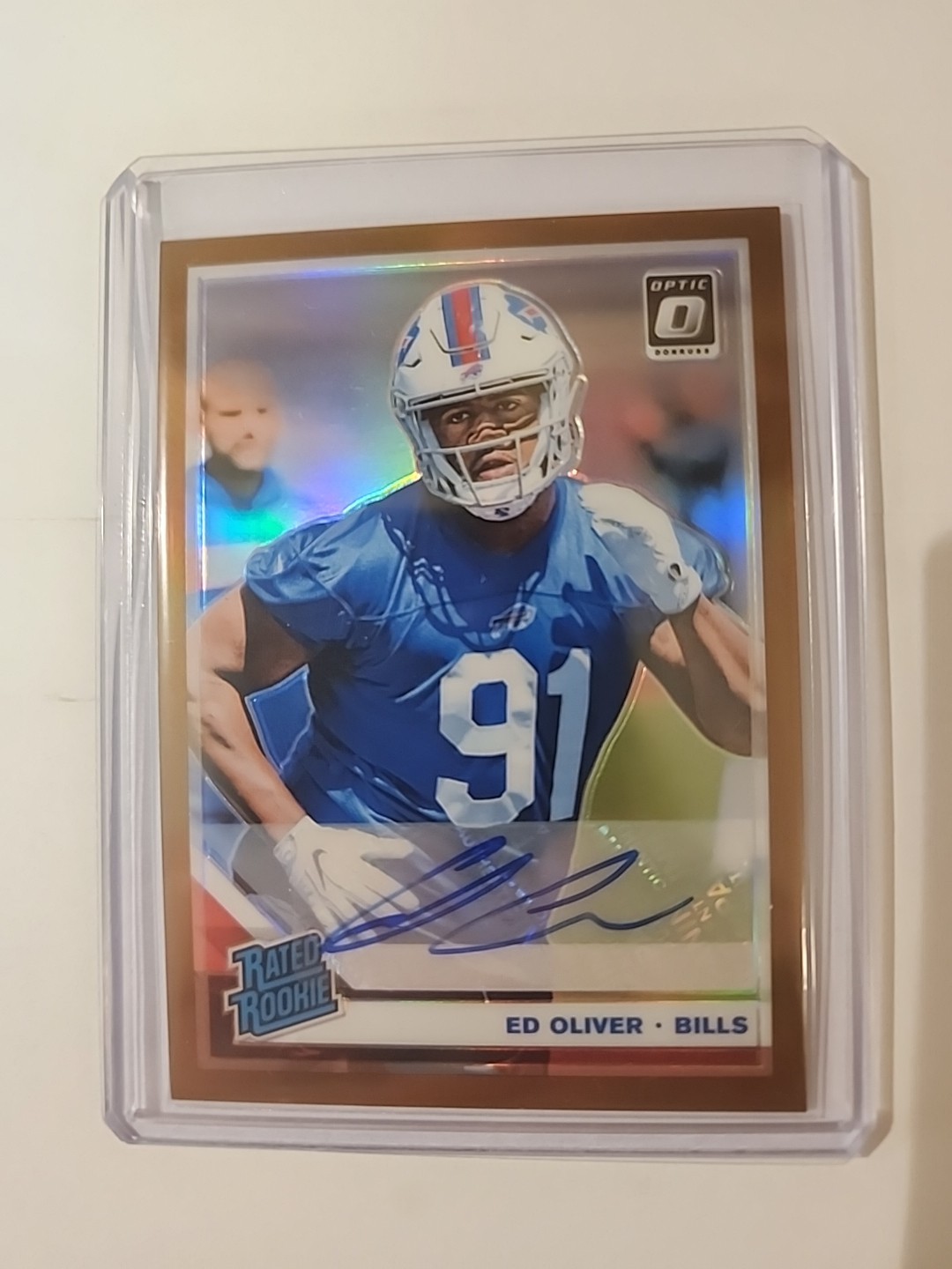 2019 Panini Donruss Optic - Rated Rookie Ed Oliver #197 Bronze Prizm Autographs