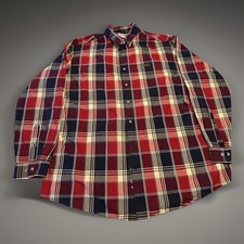 Carhartt Button Down Shirt Men's Size 2XLT Red Plaid Long Sleeve 100 Cotton