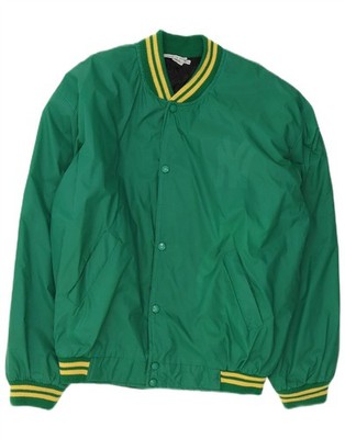 Vintage Herren New York Graphic Bomberjacke UK 42 XL Grün Baumwolle BA12