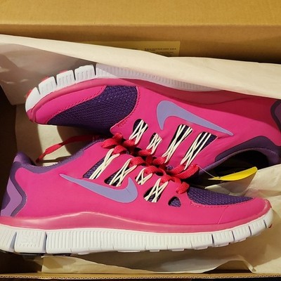 Nike Girls Pink Purple Mesh Lace Up Breathable Flat Sneakers Athletic Shoes