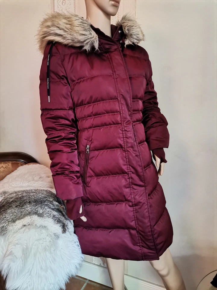 Calvin Klein Daunenmantel MANTEL Daunen COAT Bordeaux GR L 42 Glanz Metallic CK - Bild 3 von 4