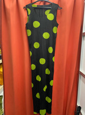 PLEATS PLEASE ISSEY MIYAKE Long Dress Polka Dot Sleeveless Pleated Black Green