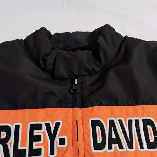 Giacca Bomber Harley Davidson Racing Trapuntata Nero Arancione Zip Taglia S - Foto 6 di 15
