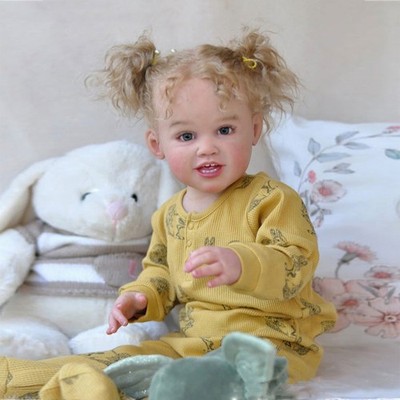 Finished 30'' Reborn Baby Doll Lifelike Toddler Girl Short Hair Cloth Body Gift