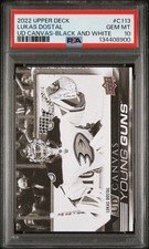 2022-23 Upper Deck Canvas Lukas Dostal Black And White Young Guns Rookie PSA 10