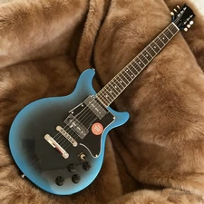 double cut LP electric guitar blue burst P90 pickups bone nut rosewood fretboard