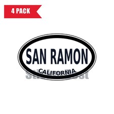 California San Ramon Oval Sticker 4 Pack 3x2 Inch