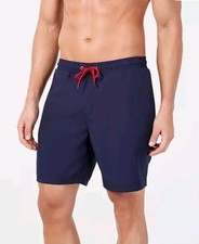 Club Room Mens Quick Dry Performance Solid Navy Swim Trunks Medium
