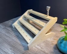 Wooden Stand Holder for 24 Trumpet Mouthpieces. Solid wood. Made in the USA