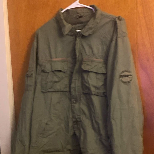Dockers Captain Service Men's Green Military Jacket L Button Front Collared - product listing photo