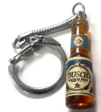 BUSCH BAVARIAN BEER miniature Bottle figural Keychain Keyring Key ring