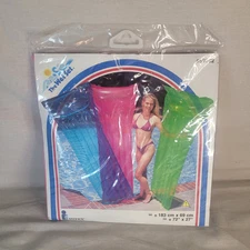 Vintage INTEX Wet Set 1999 Swim Pool Air Mat Float 72 x 27 Red Pink Transparent 
