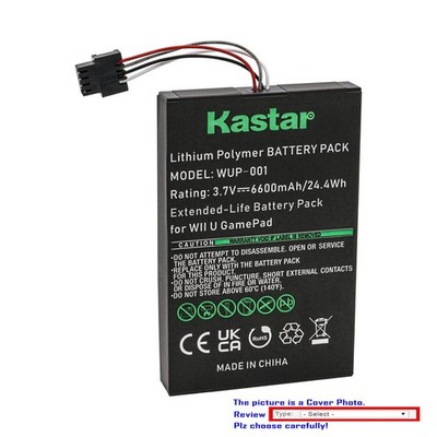 Kastar Battery 3.7V 6600mAh Replace for Nintendo Wii U GamePad WUP-001 WUP-003