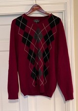 Club Room 100 Cashmere Men's Argyle Sweater Maroon XL