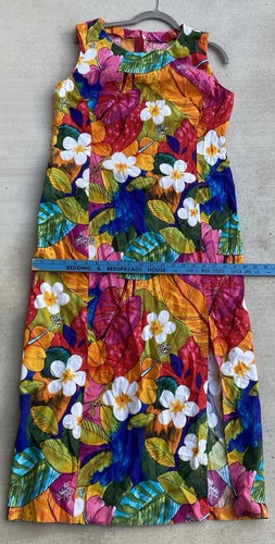 Vintage Dress Colorful Floral Tiki Aloha Hawaiian Style Maybbe Handmade Homemade - Picture 18 of 24