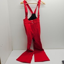 Edelweiss Women's Red Corduroy Ski Bib Overalls Wool Lycra Vtg Size 16 RG