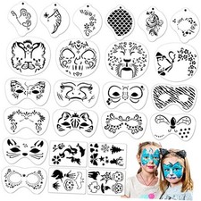 24 Pcs Halloween Face Paint Stencils Reusable Face Painting Horrible Style