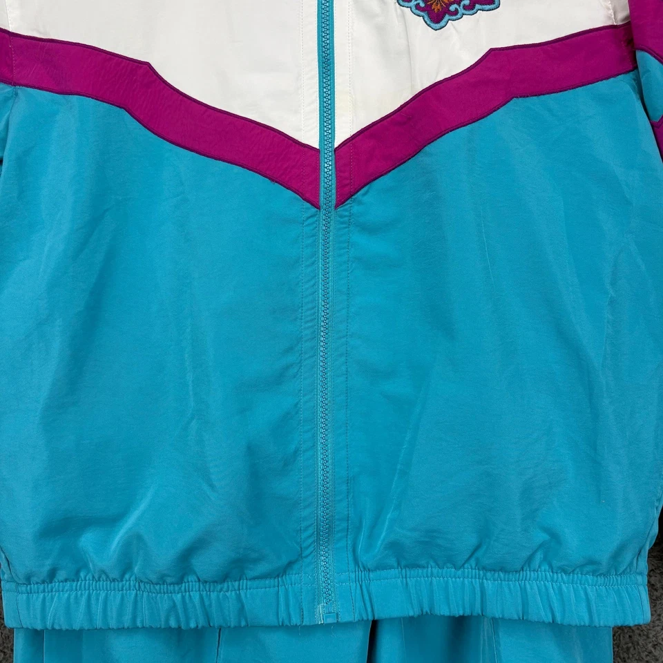 Conjunto de chándal vintage HEAD para hombre pequeño años 90 cremallera completa azul azulado rosa blanco retro Foto 4 de 4