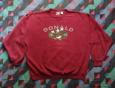 Vintage 90s Donald Duck Sweatshirt Mens 2XL Burgundy Mickey Inc Walt Disney