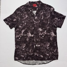HUGO Boss Ellino Floral Print Relaxed Fit Button Down Camp Shirt Sz Lg