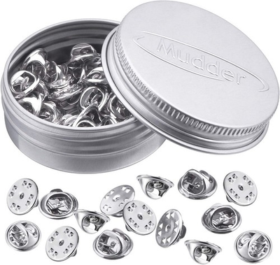 #ad Brass Clutch Badge Insignia Clutches Pin Backs Replacement Silver 50 Pieces $11.36