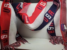 Knitmakers USA Red, White & Blue Fringed Scarf 9"×84"