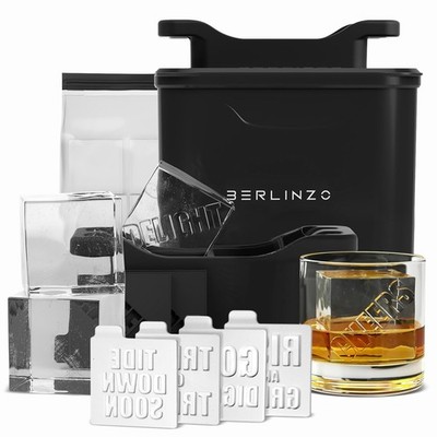 Berlinzo Premium Clear Ice Cube Maker Mold - 4 Large 2.1-inch