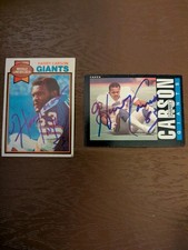 Harry Carson New York Giants Signed 2 Count Topps Card Lot