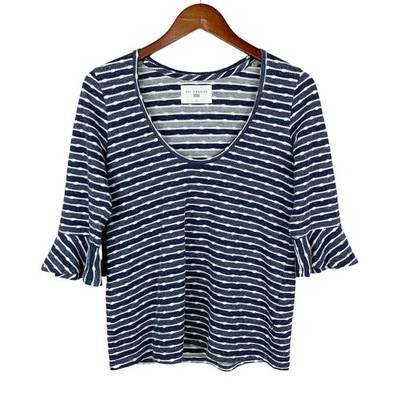 Sol Angeles Elian Pullover Top Striped Dot Blue 3/4 Sleeves Women s S