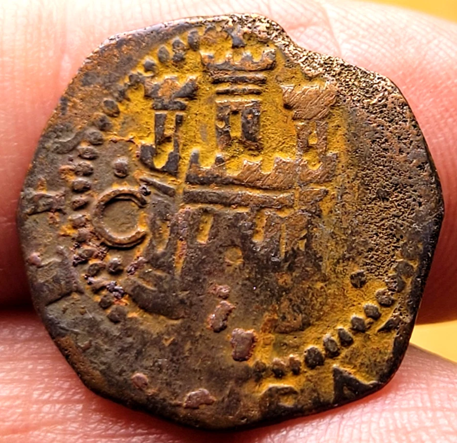 Old Spanish Coin 1556 - 1598 PIRATE TREASURE King Philip II 2 CUARTOS COB - Image 2 of 2